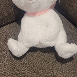 Disney White Plush Stuffed Animal with Pink Neck Scarf
